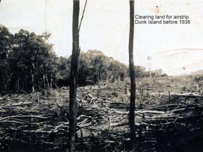 clearing land for airstrip dunk island before courtesy morris family